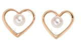 14k Yellow Gold 3mm Akoya Cultured Pearl Heart Earrings