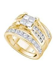 2.00CTW DIAMOND LADIES TRIO SET WITH 4 STONE PRINCESS CENTER