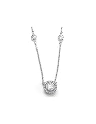 Zoe R (tm) 925 Sterling Silver Micro Pave Hand Set Cubic Zirconia (CZ) 18 Inch Diamond By The Yard Necklace With R