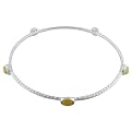 Sterling Silver Textured Bangle - Yellow Agate