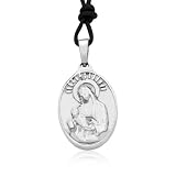 Ziovani 2-Side Christian Praying Virgin Mary Oval Stainless Steel Pendant Necklace