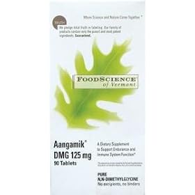 Foodscience of Vermont Aangamik DMG 125mg 90 (90 Vegetarian Tablets Pure Dimethylglycine )