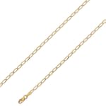 14K Solid Yellow Gold Open Link Chain Necklace 2.4mm (3/32") 20"