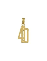 14k Gold Birthday Milestone Necklace Charm Pendant, Number Forty 40 Block Style
