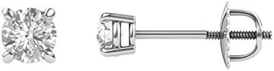 14K White 5.5mm Round Forever Brilliant Created Moissanite 4-Prong Threaded Post Earrings