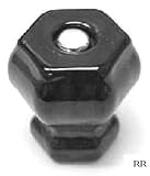 LOT of 8 Antique type JET BLACK Glass Knob Pulls with Custom Flush Connectors,1920 Depression Replicas