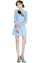 Applique Beaded Cotton/Polyester Party Dress 