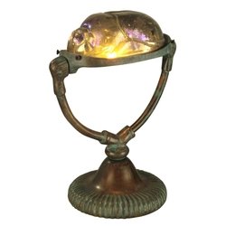 Dale Tiffany 1738/211 Gold Scarab Accent Lamp, Antique Brass and Glass Shade