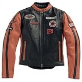 Harley Davidson Women's Whirlwind Perforated Leather Jacket. Lightweight leather featuring a feminine colorblocked silhouette with stripe details on the sleeves. Custom hardware and multiple patches on the front and sleeves, 98116-07VW