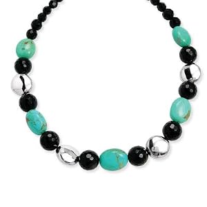 Click here to buy .925 Silver, Turquoise and Onyx Necklace- 16+. by Element Jewelry & Accessories.