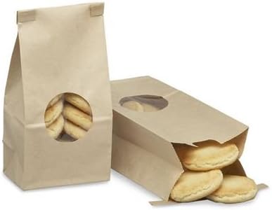 100 1/2 Lb. Tin Tie Bakery Bag w/ Window - Kraft