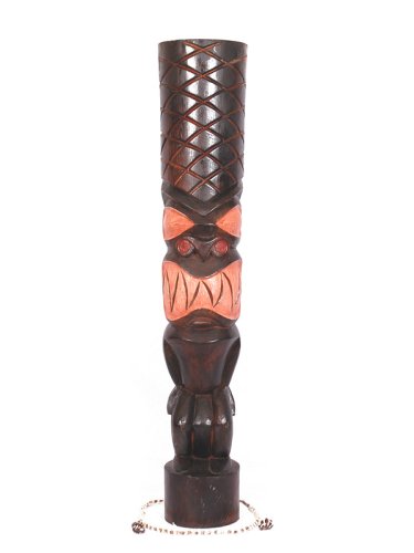 SHARKY TIKI TOTEM 39 - HAND PAINTED - SURF DECOR