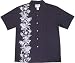 Hibiscus Panel Men's Hawaiian Aloha Shirt in Black with White Panel - 5X