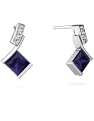 Genuine Sapphire 14kt White Gold Dangle Drop Earrings