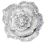 Womens Clear Rhinestone Rose Fashion Belt Buckle