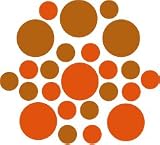 Set of 30 - Orange / Nut Brown Circles Polka Dots Vinyl Wall Graphic Decals Stickers