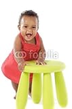 Wallmonkeys Peel and Stick Wall Decals - Toddler Playing with a Chair a over White Background - 48