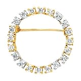 14K White or Two-Tone Gold Diamond Circle Brooch - 1.40 Ct. (ALSO AVAILABLE WITH GEMSTONES)
