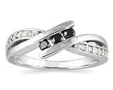 Black and White Diamond Ring in 10K White Gold