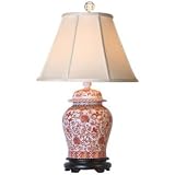 Coral Porcelain Temple Jar Table Lamp