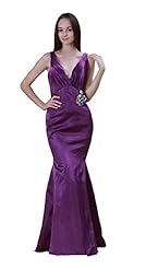 V-neck Backless Sleeveless Satin Evening Dress 