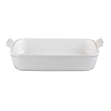 IMAGE OF Le Creuset Heritage Stoneware 10-1/2-by-7-Inch Rectangular Dish, White