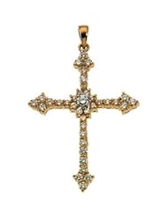 14K Yellow Gold Cross Pendant W\Diamond