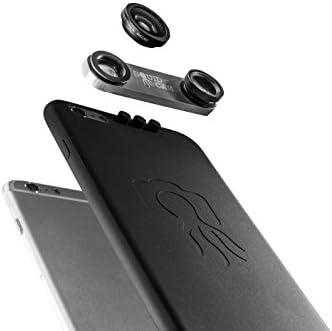 Squidcam Iphone 6 6s 4.7" Regular Sized Case + 180 Degree Fisheye Lens + 15x Macro Lens &amp; 0.67x Wide-angle Lens + 10x Macro (Closeup) - Glass &amp; Aluminum Lens - 4in1 Lens System Camera Lens Kit (Black)