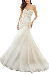 Strapless Organza Natural   Waistline Flared-Skirt Beaded Lace-Up  Dress