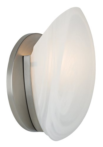 Kichler Lighting 6520NI 1-Light ADA Wall Mount Sconce, Brushed Nickel with Alabaster Swirl Glass