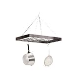 Fox Run Square Pot Rack with Chrome Chains and Hooks, Black