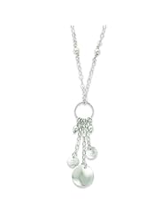 Sterling Silver Polished & Textured Fancy Circle Drop Necklace. 18in long.