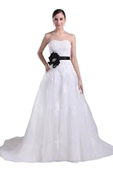 Strapless Lace Evening Dress  with a Brush/Sweep Train  With a Sash 