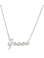 Sterling Silver Diamond Necklace with Bronze Chain, 18"+1.5" Extender