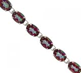 14KT White Gold Tennis Bracelet Oval Mystic Fire Topaz