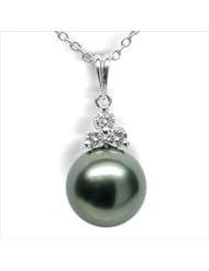 18K white gold Tahitian Princess Black Tahitian cultured pearl and diamond pendant