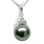 18K white gold Tahitian Princess Black Tahitian cultured pearl and diamond pendant