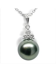 18K white gold Princess Black Tahitian cultured pearl and diamond pendant