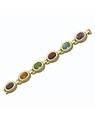 14k Gold Multi Color Oval Semi Precious Stone Bracelet (6.40 cts.tw.)