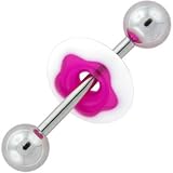Purple FLOWER LIFESAVER Barbell Tongue Ring