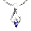 14K White Gold Tanzanite and Diamond Pendant