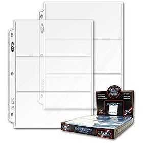 20 (Twenty Pages) - Pro 3-Pocket Coupon Storage Pages (3 Horizontal 3 1/2 x 8 inch Sized Top Loaded Slots)
