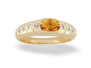 Childrens Toyshop  Jewelry : 14K Yellow Gold Genuine Oval Citrine and Diamond Ring