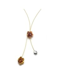 14k Tri Color Yellow, White and Rose Gold 8 Grams 2.5" Dangling Flower Necklace, 17" Plus 1" Extender. Made in Italy