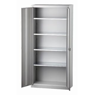 Bisley Flügeltürenschrank Universal Stahl 5 Ordnerhöhen 4 Fachböden l.grau/oxfordbla