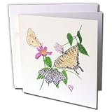 CherylsArt Butterflies Art - Three Butterflies Pointillism - Greeting Cards-12 Greeting Cards with envelopes