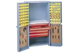 Security Work Center & Storage Cabinet With Bins