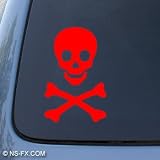 SKULL AND CROSSBONES - Pirates - Car, Truck, Notebook, Vinyl Decal Sticker #1080 | Vinyl Color: Red