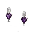 Amethyst & Diamond Stud Dangle Earrings in White Gold