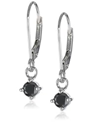 14k Gold Black Diamond Dangle Earrings (1/2 cttw)